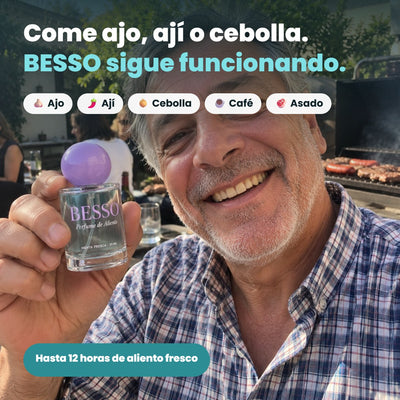 Spray para el mal aliento después de comer ajo, ají o cebolla